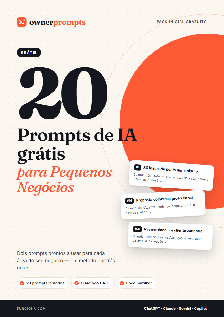 20 Prompts de IA Grátis para Pequenos Negócios